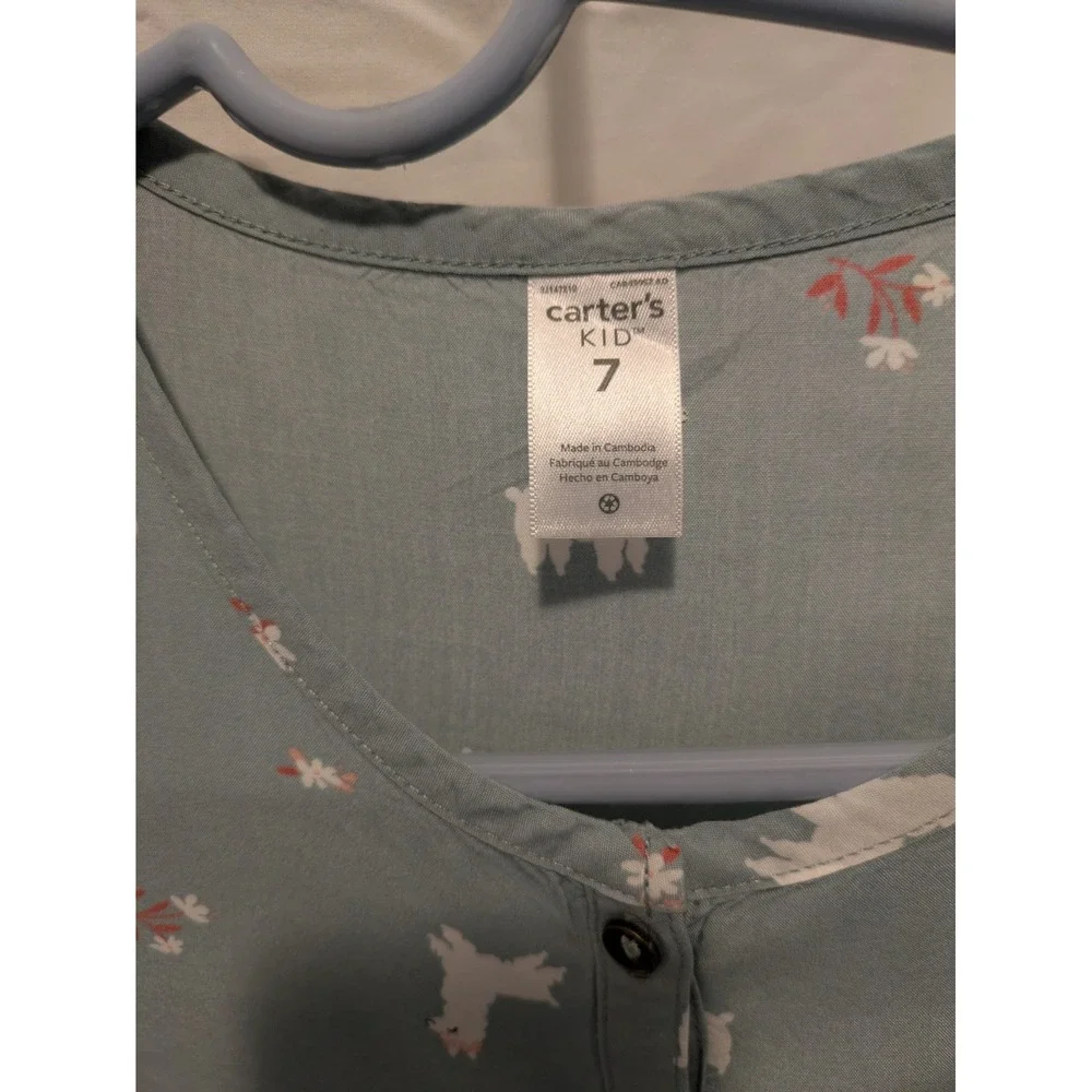 Carter's Girls Alpaca Print‎ Shirt Size 7